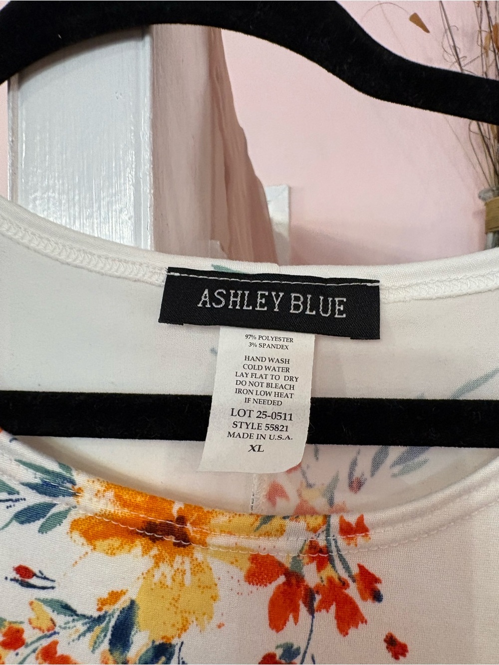 Ashley Blue White Dress with Orange, Yellow & Green Floral Print - Picture 2 of 2